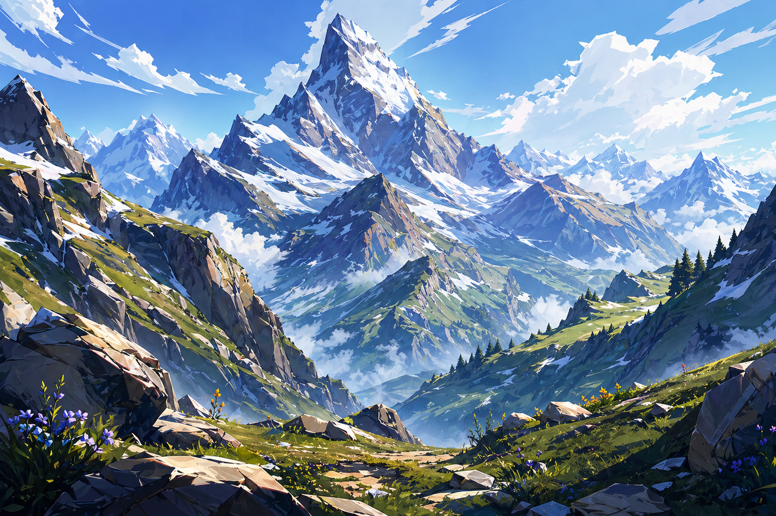Mountain landscape panorama from the Ashborn game world